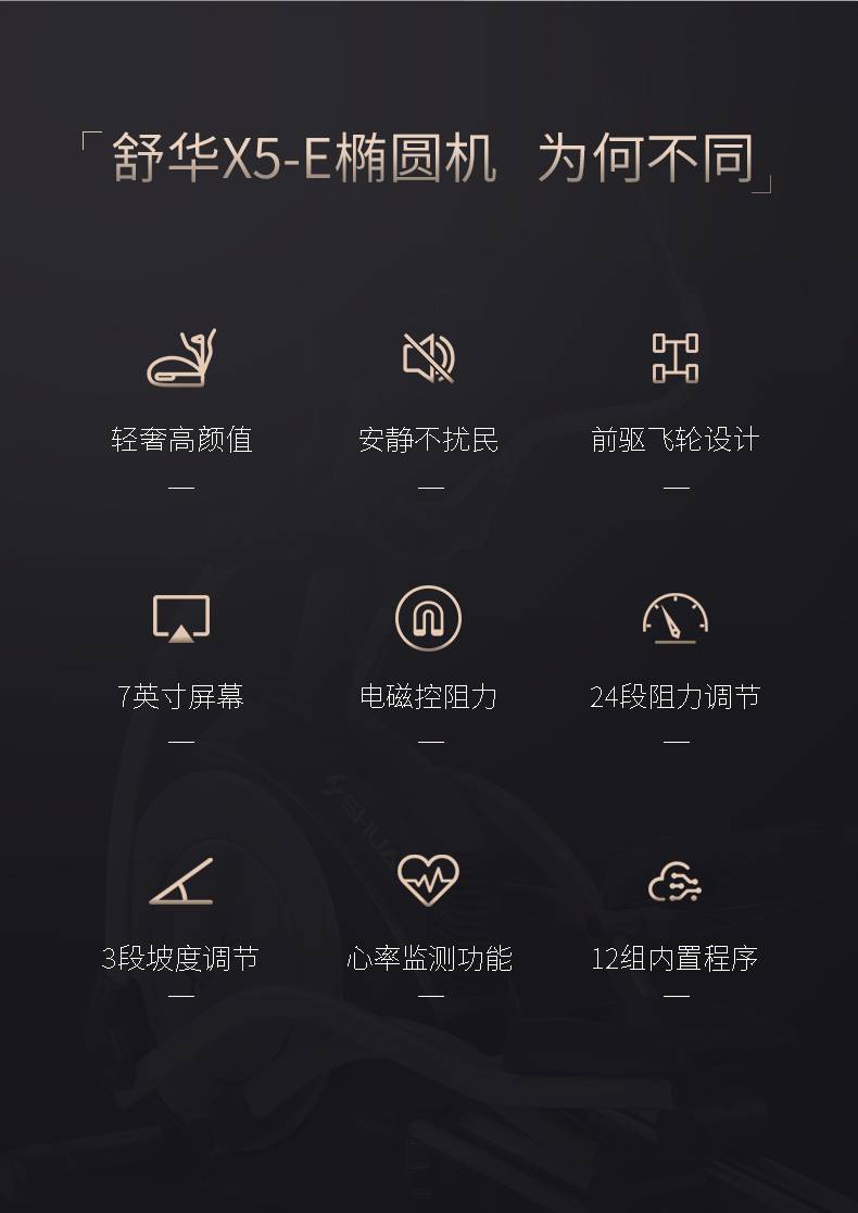 SHUA舒华椭圆机磁控磁阻家用静音太空漫步机商场同款B6500E(图4)